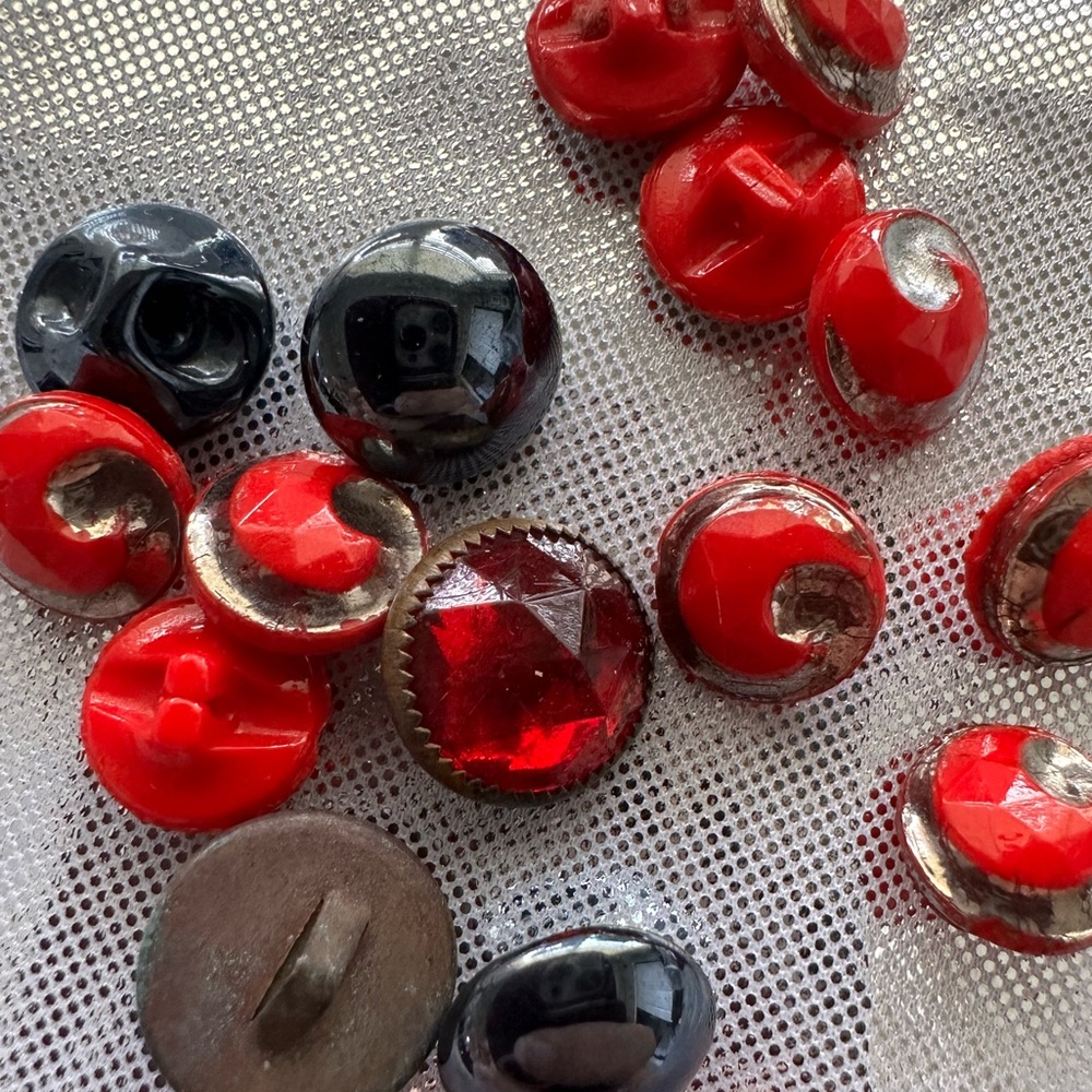 * 3 for 1 ~Vintage Red and Black Glass Button bundle